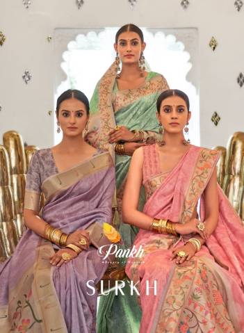 Surkh By Pankh Weaving Festive Wear Saree Collection